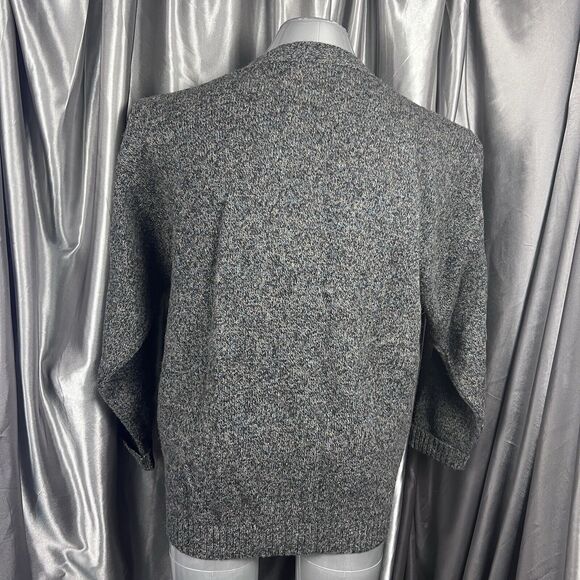 VTG Pendleton Virgin Wool Cardigan Sweater Men's XL Shetland Gray Tweed Grandpa - Picture 3 of 13